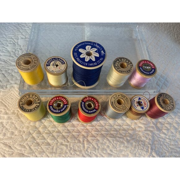 Vintage Sewing Thread wood spools set of 11 #19 - Picture 6 of 10